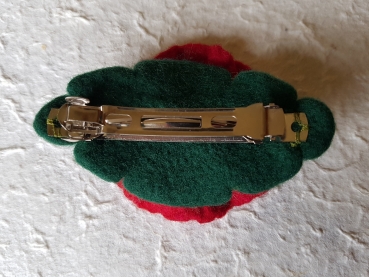 Haarspange mit Filzblüte und Klöppelspitze 03 (Mohn)