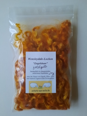 Wensleydale-Locken, 20g, handgefärbt (goldgelb)