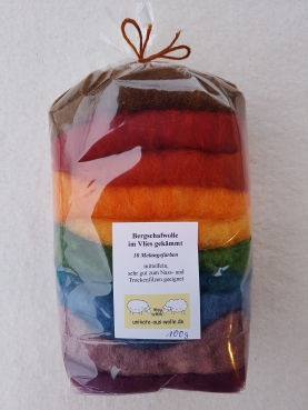 Krempelvlies Bergschaf - Farbzusammenstellung Melange 100g
