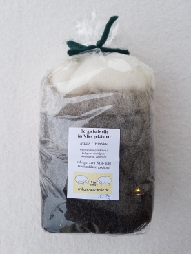 Krempelvlies Bergschaf - Farbzusammenstellung Natur, Grautöne 100g