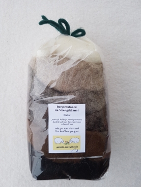 Krempelvlies Bergschaf - Farbzusammenstellung Naturtöne 100g