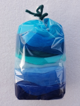 Kammzug Merino Farbzusammenstellung "Blau-Türkis" 100g