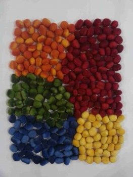 5 Filznuggets Tricolor Grüntöne