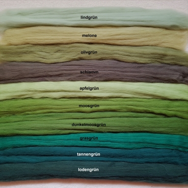 Kammzug Merino Farbzusammenstellung "Grün" 100g