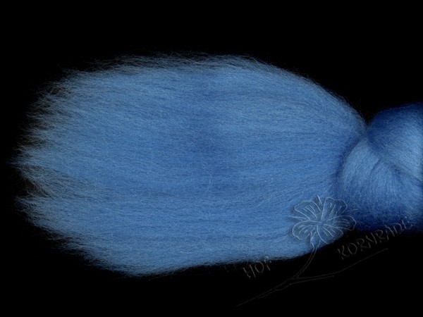 Merinowolle im Kammzug, Farbe "Himmelblau" 50g