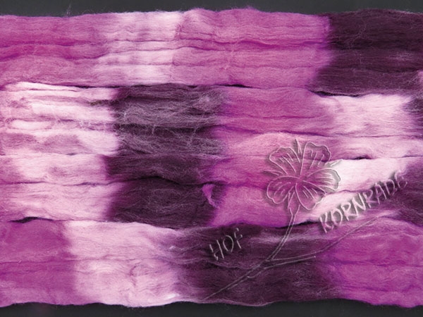 Kammzug Merino bedruckt "Aubergine-Hellflieder" 66g