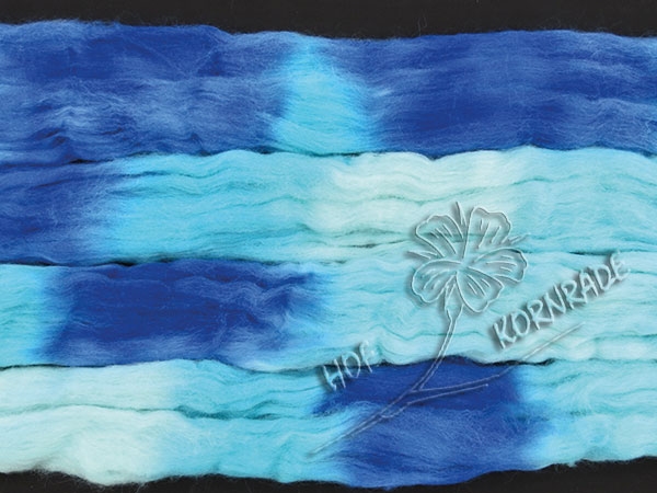 Kammzug Merino bedruckt "Türkis-Hellblau" 66g