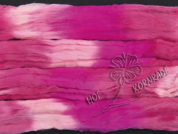 Kammzug Merino bedruckt "Rosa-Pink" 66g