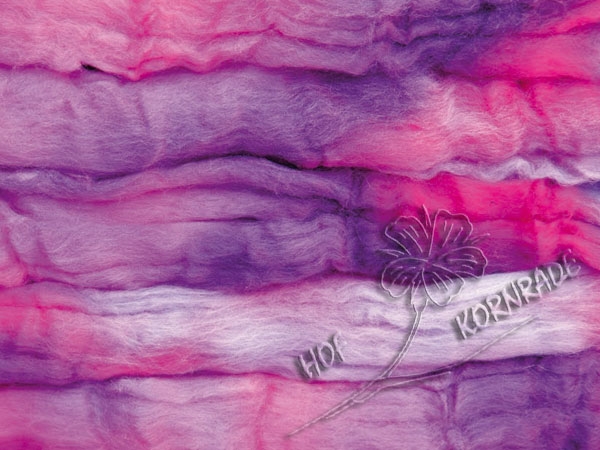 Kammzug Merino bedruckt "Pink-Flieder" 66g