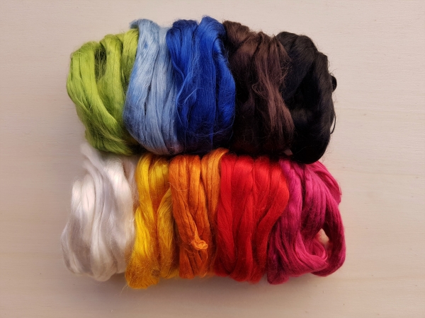 Kammzug Maulbeerseide Farbzusammenstellung 50g