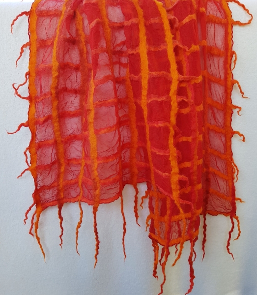 Nunofilz-Gitterschal, orange "Indian Summer"