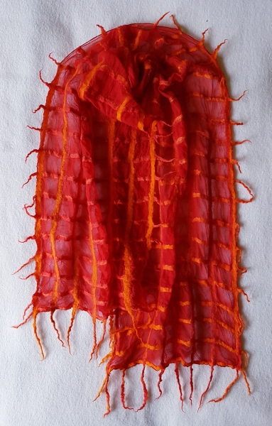 Nunofilz-Gitterschal, orange "Indian Summer"