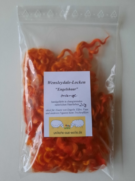 Wensleydale-Locken, 20g, handgefärbt (orange)