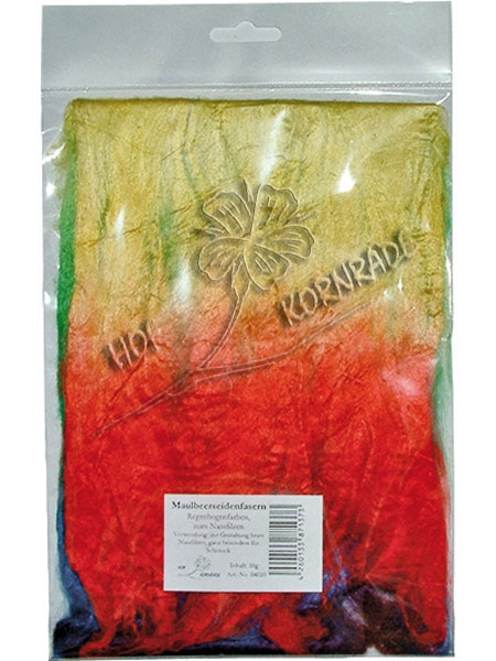 Kammzug Maulbeerseide Regenbogen 10g