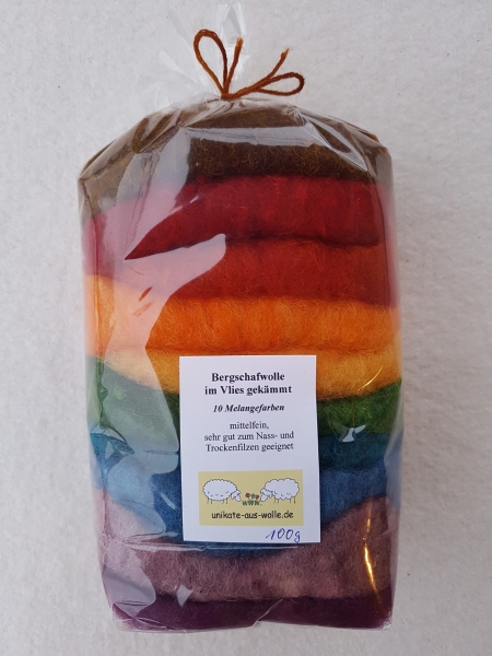 Krempelvlies Bergschaf - Farbzusammenstellung Melange 100g