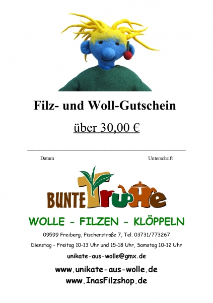 Gutschein 30,00 €