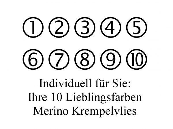 Merinowolle im Vlies, Farbzusammenstellung "Individuell" 100g