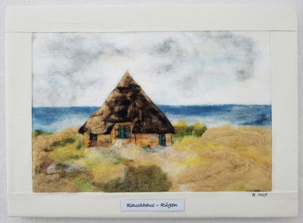 Filzgemälde "Rauchhaus auf Rügen"