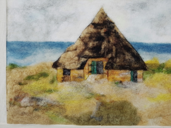Filzgemälde "Rauchhaus auf Rügen"