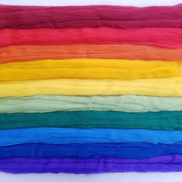 Kammzug Merino Farbzusammenstellung "Regenbogen" 100g