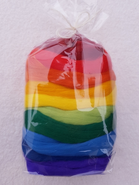 Kammzug Merino Farbzusammenstellung "Regenbogen" 100g