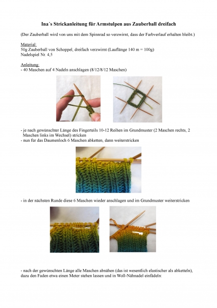 Gestrickte Armstulpen aus Zauberball 3fach