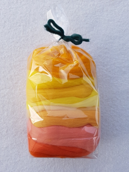 Kammzug Merino Farbzusammenstellung "Gelb-Orange" 100g