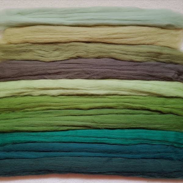 Kammzug Merino Farbzusammenstellung "Grün" 100g