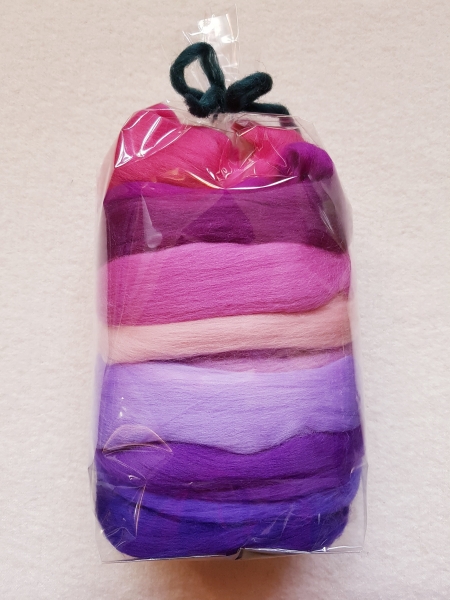 Kammzug Merino Farbzusammenstellung "Rosa-Lila" 100g