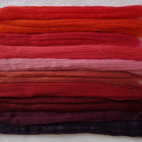Kammzug Merino Farbzusammenstellung "Rot" 100g