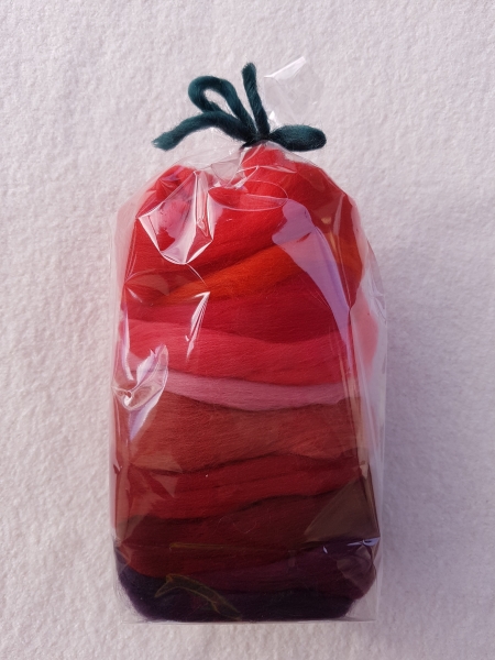 Kammzug Merino Farbzusammenstellung "Rot" 100g